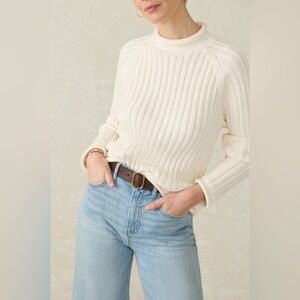 NWT Faherty Sunwashed Rollneck Sweater Egret Size Small